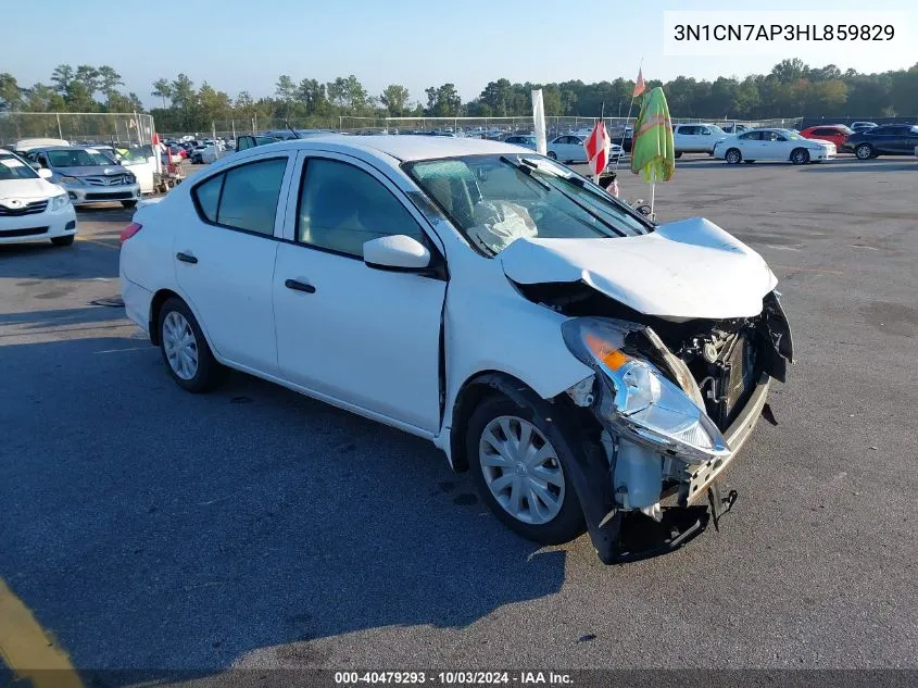 2017 Nissan Versa 1.6 S+ VIN: 3N1CN7AP3HL859829 Lot: 40479293