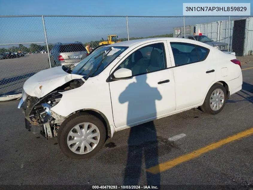 2017 Nissan Versa 1.6 S+ VIN: 3N1CN7AP3HL859829 Lot: 40479293