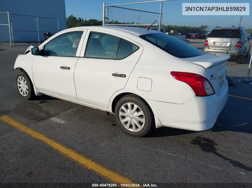 2017 Nissan Versa 1.6 S+ VIN: 3N1CN7AP3HL859829 Lot: 40479293