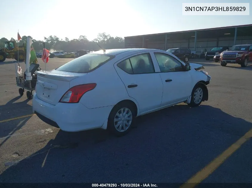 2017 Nissan Versa 1.6 S+ VIN: 3N1CN7AP3HL859829 Lot: 40479293