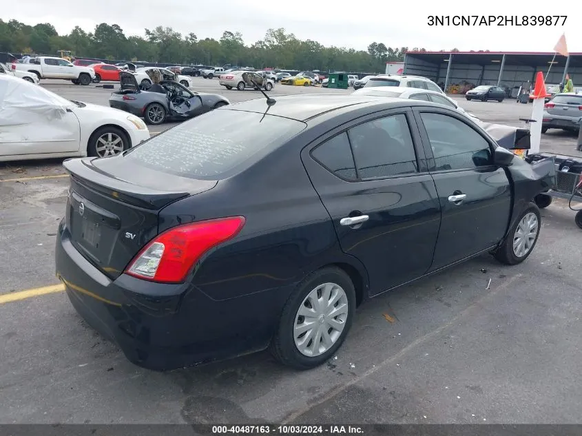 2017 Nissan Versa 1.6 Sv VIN: 3N1CN7AP2HL839877 Lot: 40487163