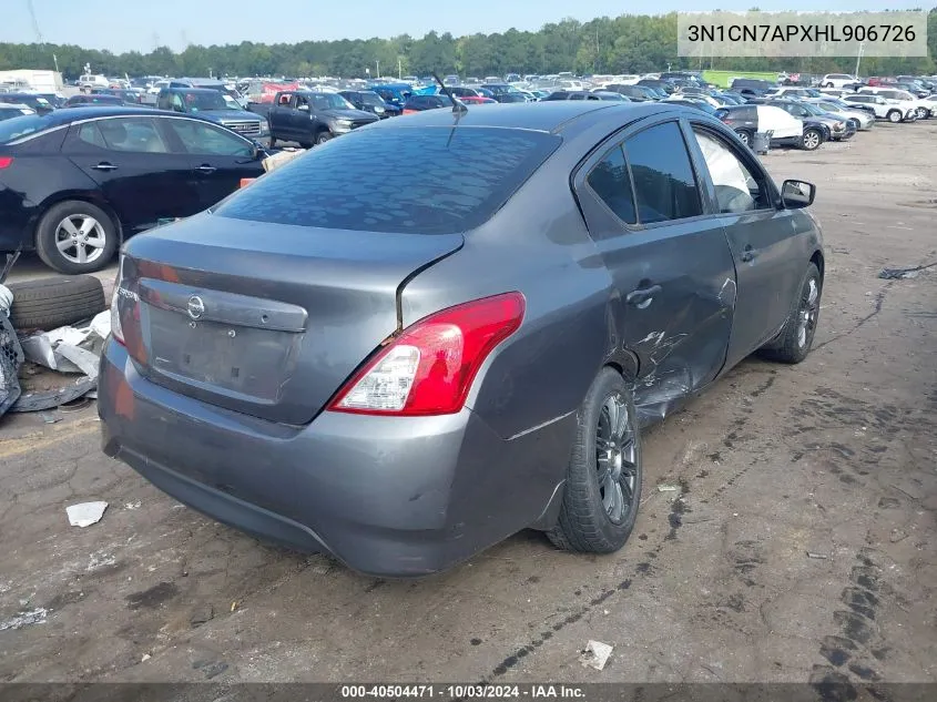 2017 Nissan Versa 1.6 S VIN: 3N1CN7APXHL906726 Lot: 40504471