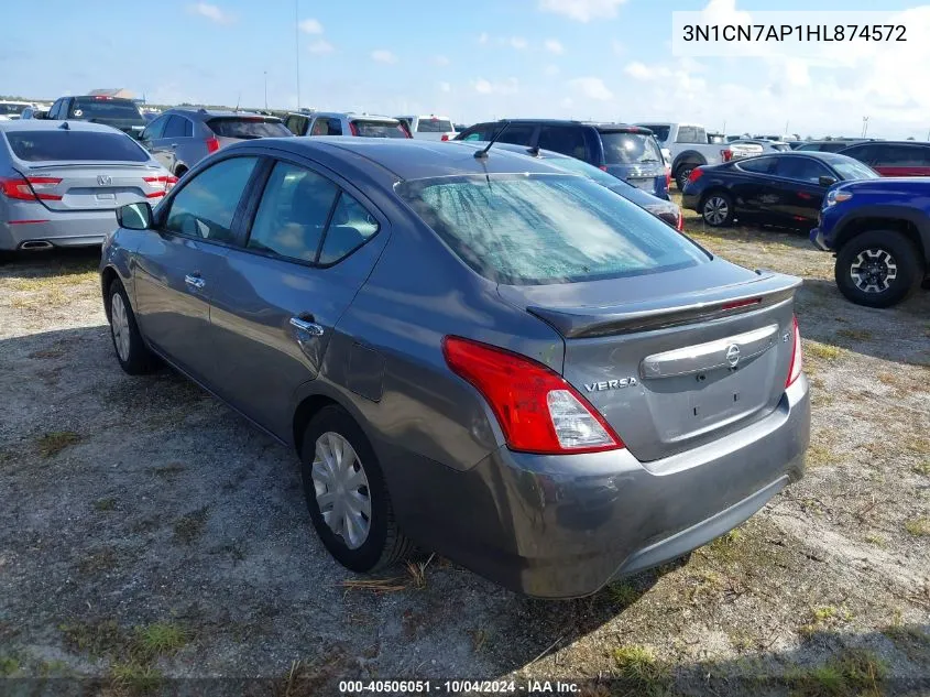 2017 Nissan Versa 1.6 Sv VIN: 3N1CN7AP1HL874572 Lot: 40506051