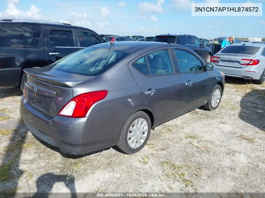 2017 Nissan Versa 1.6 Sv VIN: 3N1CN7AP1HL874572 Lot: 40506051