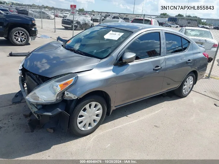 2017 Nissan Versa 1.6 S+ VIN: 3N1CN7APXHL855843 Lot: 40548476