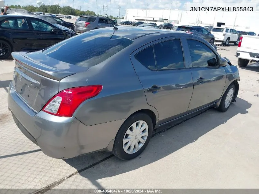 2017 Nissan Versa 1.6 S+ VIN: 3N1CN7APXHL855843 Lot: 40548476