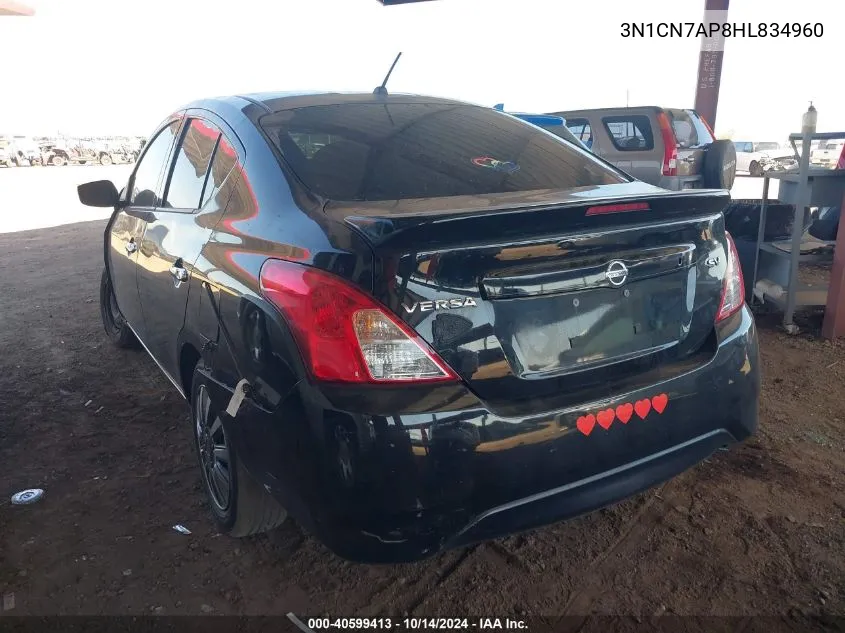 2017 Nissan Versa 1.6 Sv VIN: 3N1CN7AP8HL834960 Lot: 40599413