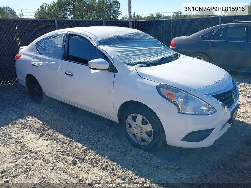 2017 Nissan Versa 1.6 S/1.6 S+/1.6 Sl/1.6 Sv VIN: 3N1CN7AP9HL815916 Lot: 40615836