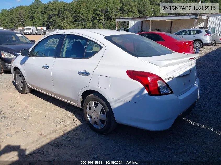 3N1CN7AP9HL815916 2017 Nissan Versa 1.6 S/1.6 S+/1.6 Sl/1.6 Sv