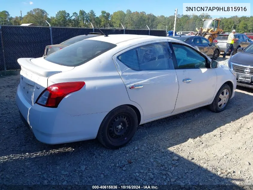 3N1CN7AP9HL815916 2017 Nissan Versa 1.6 S/1.6 S+/1.6 Sl/1.6 Sv