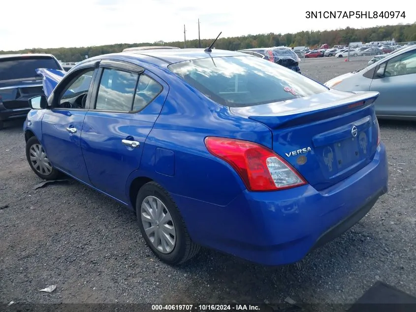 2017 Nissan Versa 1.6 Sv VIN: 3N1CN7AP5HL840974 Lot: 40619707