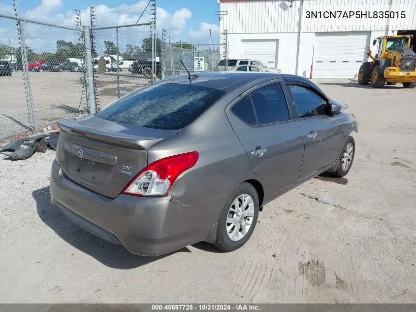 2017 Nissan Versa 1.6 Sv VIN: 3N1CN7AP5HL835015 Lot: 40697728