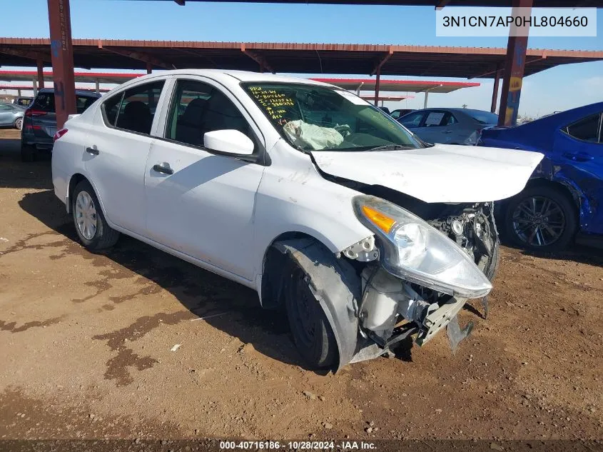 2017 Nissan Versa 1.6 S+ VIN: 3N1CN7AP0HL804660 Lot: 40716186