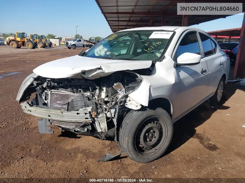 2017 Nissan Versa 1.6 S+ VIN: 3N1CN7AP0HL804660 Lot: 40716186