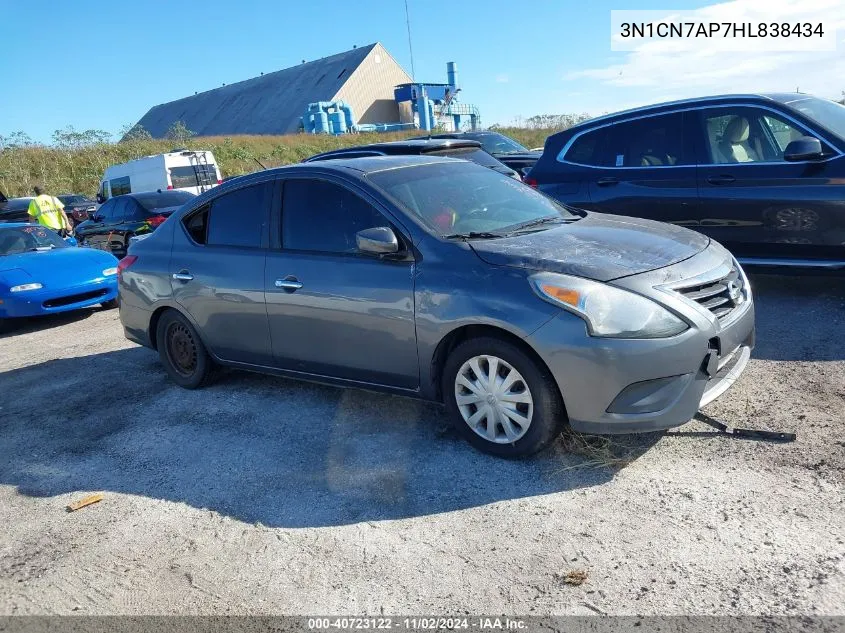 2017 Nissan Versa 1.6 Sv VIN: 3N1CN7AP7HL838434 Lot: 40723122