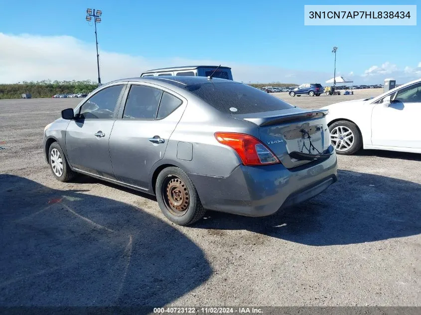 2017 Nissan Versa 1.6 Sv VIN: 3N1CN7AP7HL838434 Lot: 40723122