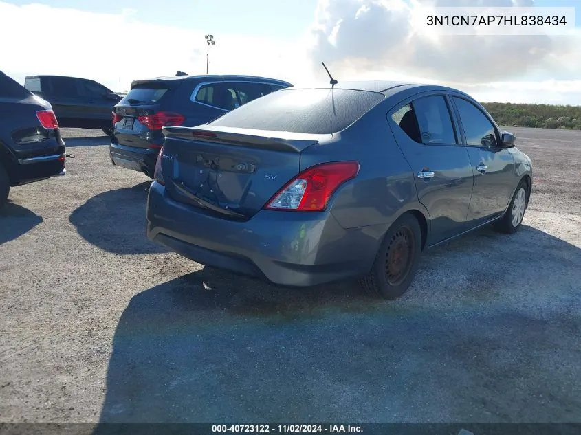 2017 Nissan Versa 1.6 Sv VIN: 3N1CN7AP7HL838434 Lot: 40723122