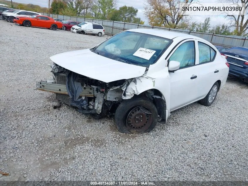 2017 Nissan Versa 1.6 S+ VIN: 3N1CN7AP9HL903980 Lot: 40734357