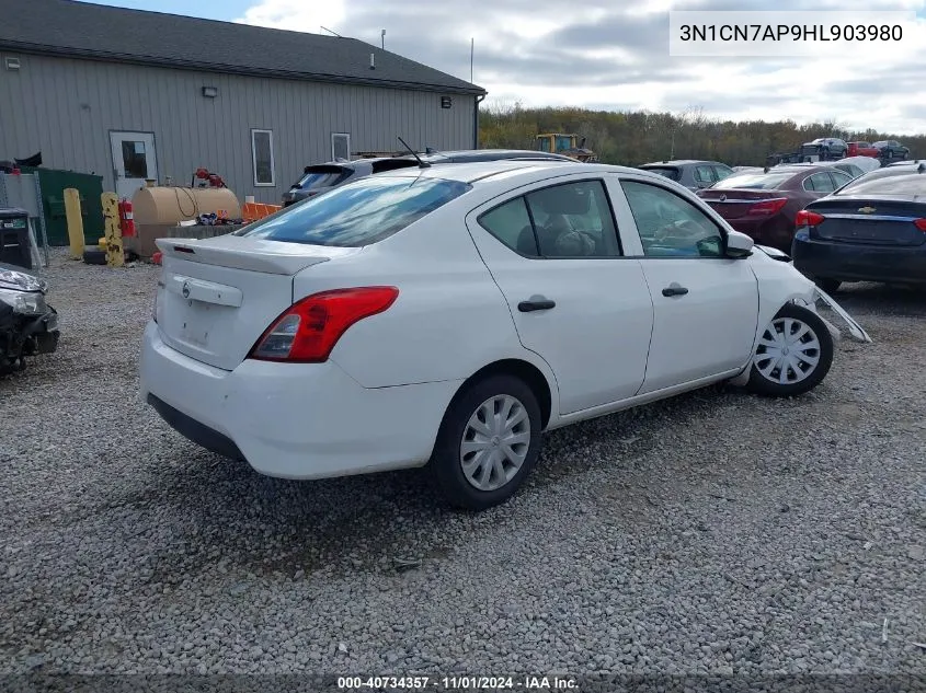 2017 Nissan Versa 1.6 S+ VIN: 3N1CN7AP9HL903980 Lot: 40734357