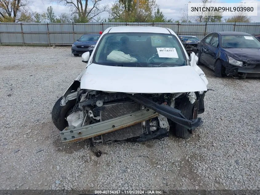 2017 Nissan Versa 1.6 S+ VIN: 3N1CN7AP9HL903980 Lot: 40734357