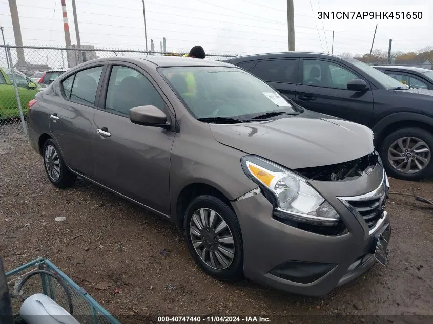 2017 Nissan Versa 1.6 Sv VIN: 3N1CN7AP9HK451650 Lot: 40747440