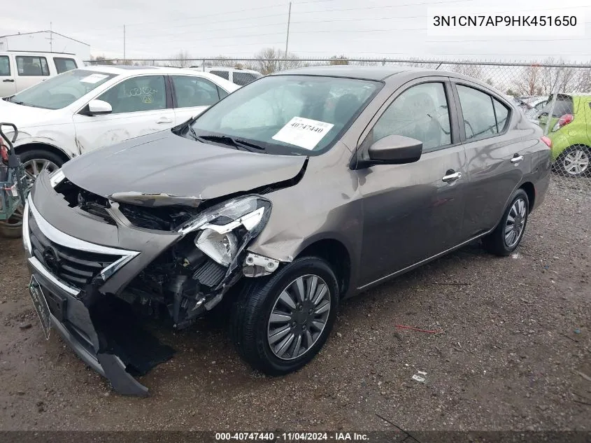 2017 Nissan Versa 1.6 Sv VIN: 3N1CN7AP9HK451650 Lot: 40747440