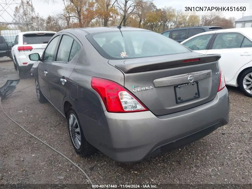 2017 Nissan Versa 1.6 Sv VIN: 3N1CN7AP9HK451650 Lot: 40747440