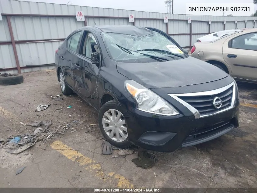 2017 Nissan Versa 1.6 S+ VIN: 3N1CN7AP5HL902731 Lot: 40781288