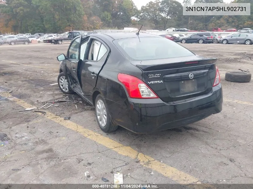 2017 Nissan Versa 1.6 S+ VIN: 3N1CN7AP5HL902731 Lot: 40781288