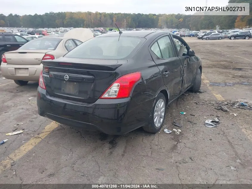 2017 Nissan Versa 1.6 S+ VIN: 3N1CN7AP5HL902731 Lot: 40781288