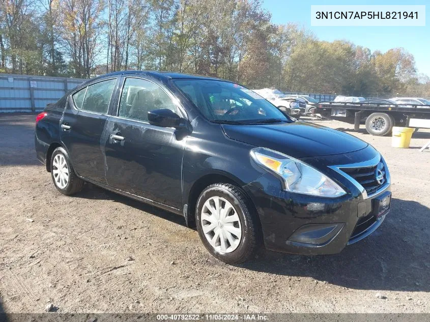 2017 Nissan Versa 1.6 S+ VIN: 3N1CN7AP5HL821941 Lot: 40792522