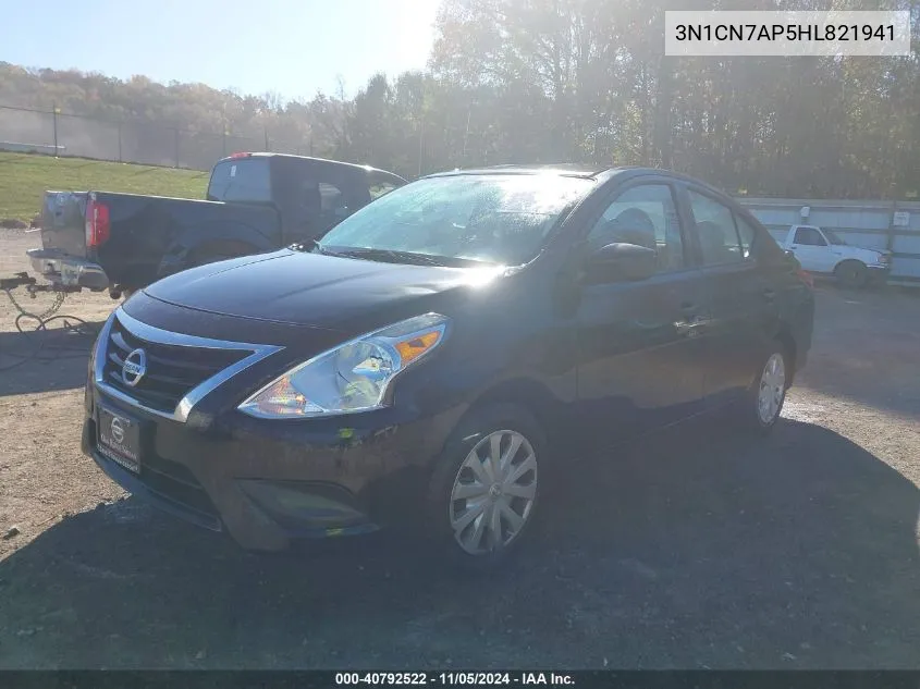 2017 Nissan Versa 1.6 S+ VIN: 3N1CN7AP5HL821941 Lot: 40792522