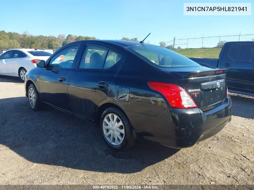 2017 Nissan Versa 1.6 S+ VIN: 3N1CN7AP5HL821941 Lot: 40792522