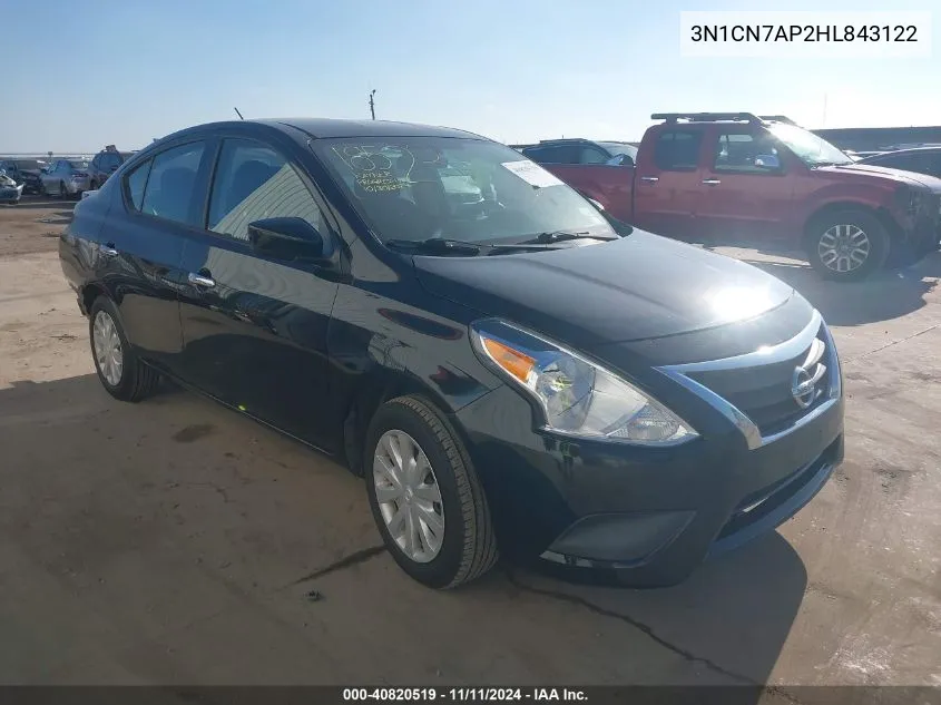 2017 Nissan Versa 1.6 Sv VIN: 3N1CN7AP2HL843122 Lot: 40820519