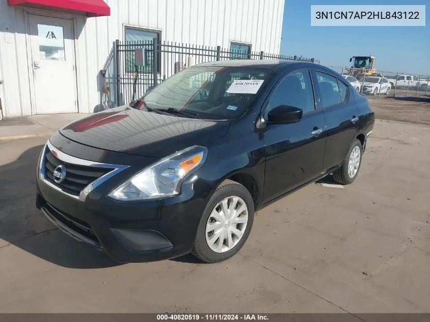 2017 Nissan Versa 1.6 Sv VIN: 3N1CN7AP2HL843122 Lot: 40820519