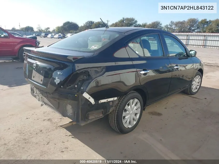 2017 Nissan Versa 1.6 Sv VIN: 3N1CN7AP2HL843122 Lot: 40820519