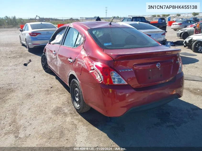 2017 Nissan Versa 1.6 Sv VIN: 3N1CN7AP8HK455138 Lot: 40916135