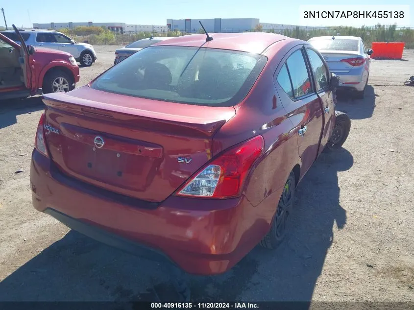 2017 Nissan Versa 1.6 Sv VIN: 3N1CN7AP8HK455138 Lot: 40916135