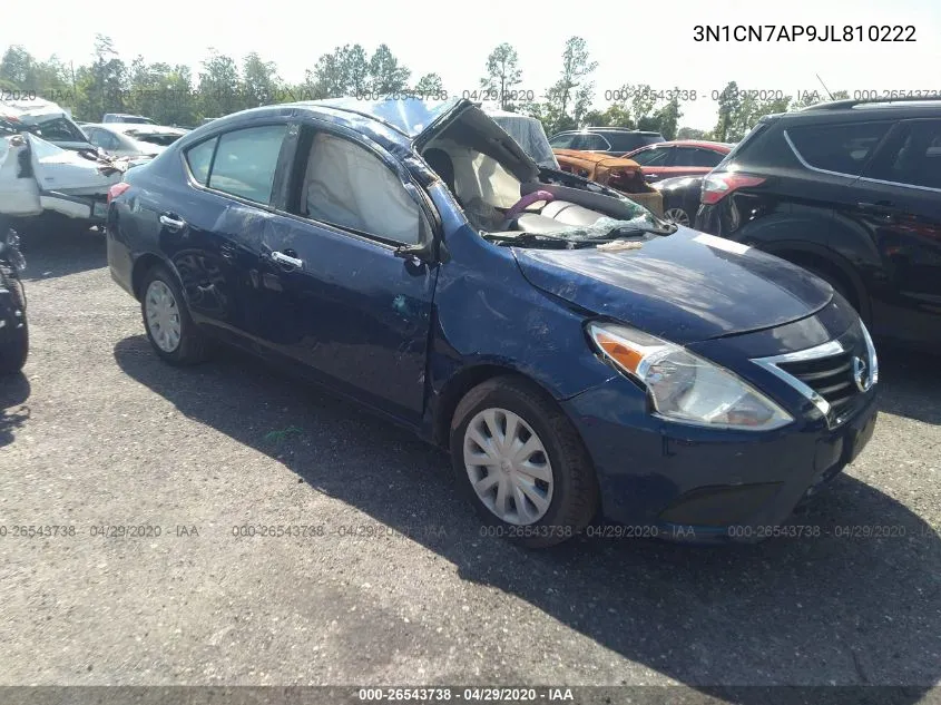 2018 Nissan Versa Sv VIN: 3N1CN7AP9JL810222 Lot: 26543738