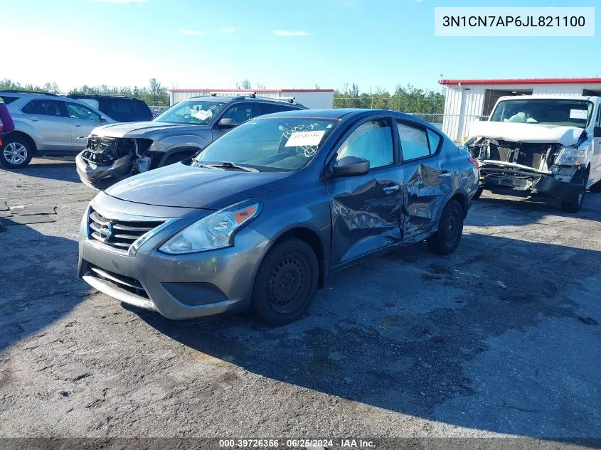 2018 Nissan Versa 1.6 Sv VIN: 3N1CN7AP6JL821100 Lot: 39726356