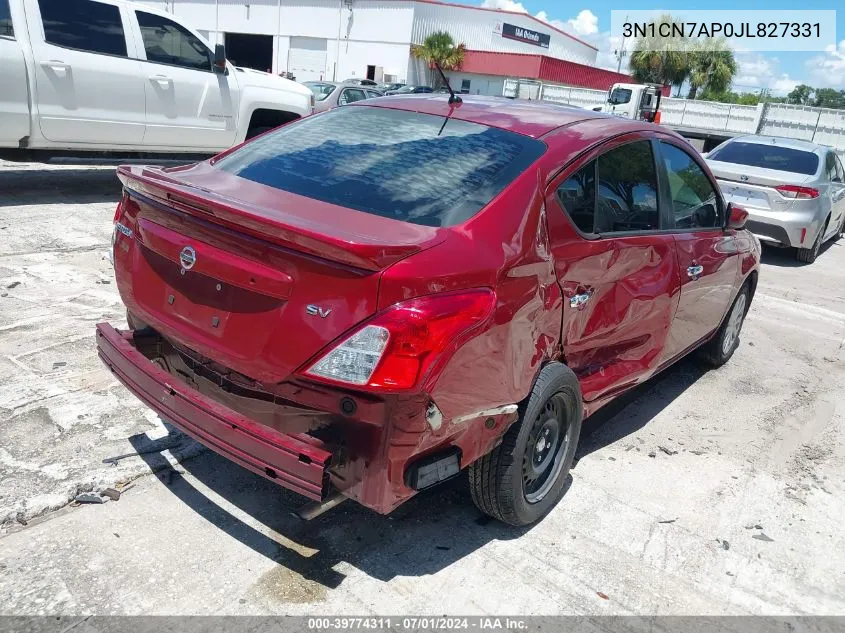 2018 Nissan Versa 1.6 Sv VIN: 3N1CN7AP0JL827331 Lot: 39774311