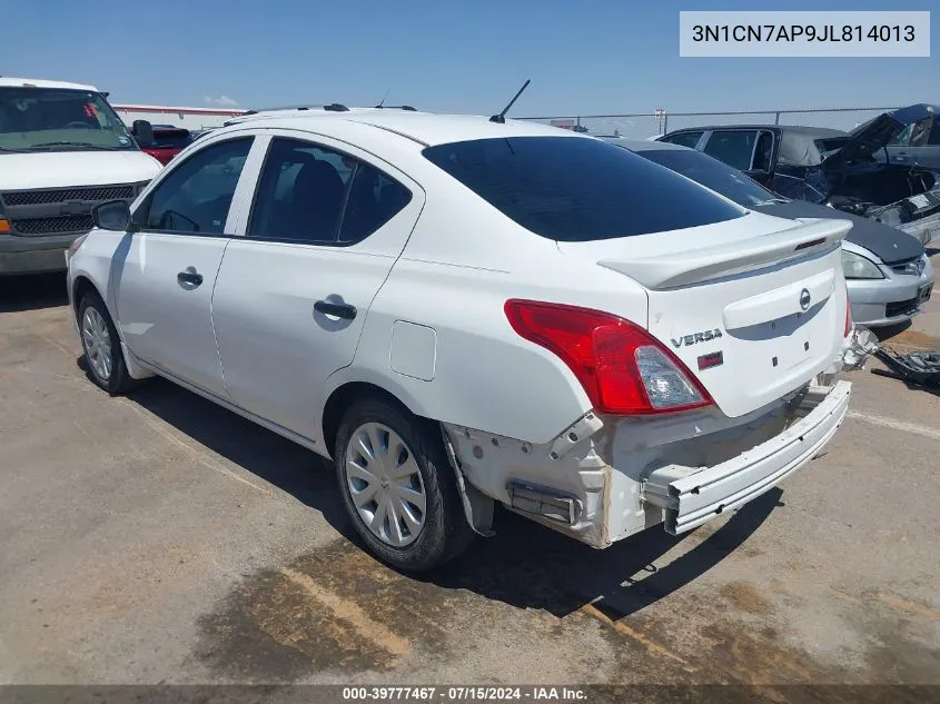 2018 Nissan Versa 1.6 S+ VIN: 3N1CN7AP9JL814013 Lot: 39777467