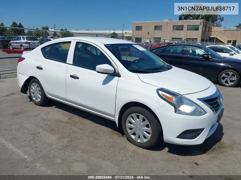 3N1CN7AP0JL838717 2018 Nissan Versa 1.6 S+