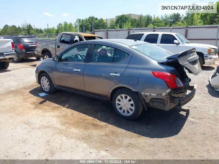 2018 Nissan Versa 1.6 Sv VIN: 3N1CN7AP7JL834924 Lot: 39941749