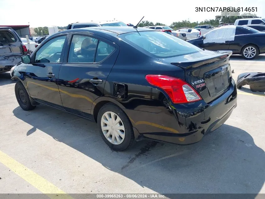 2018 Nissan Versa 1.6 S+ VIN: 3N1CN7AP8JL814651 Lot: 39965263