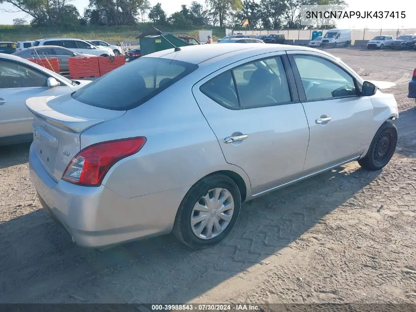 2018 Nissan Versa 1.6 Sv VIN: 3N1CN7AP9JK437415 Lot: 39988543