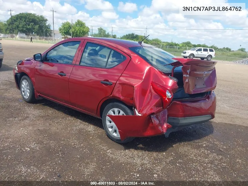 3N1CN7AP3JL864762 2018 Nissan Versa 1.6 S+