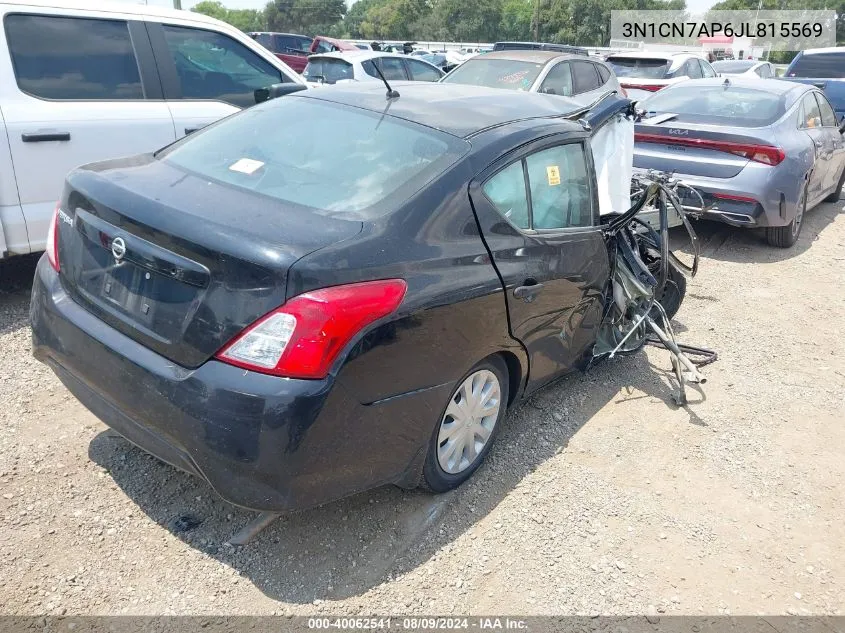 2018 Nissan Versa 1.6 S VIN: 3N1CN7AP6JL815569 Lot: 40062541