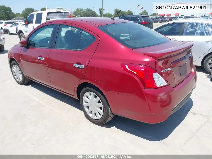 2018 Nissan Versa 1.6 Sv VIN: 3N1CN7AP7JL821901 Lot: 40063587