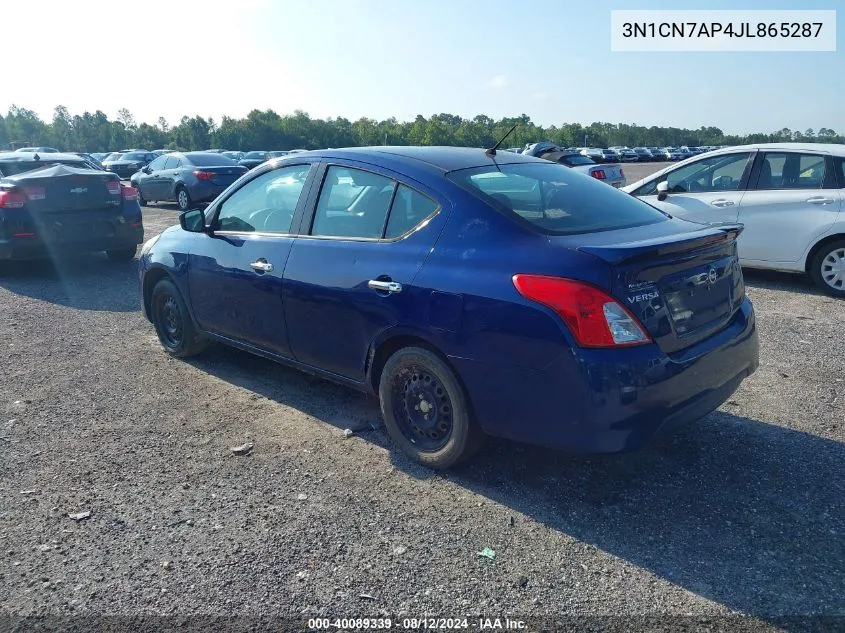 2018 Nissan Versa 1.6 Sv VIN: 3N1CN7AP4JL865287 Lot: 40089339